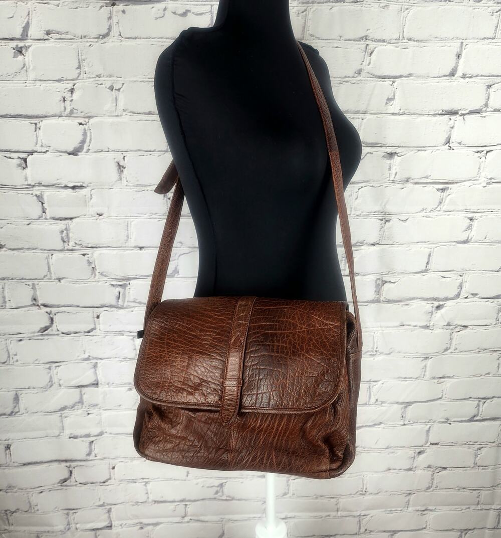 vintage Wilsons Leather brown textured messenger crossbody bag - Picture 1 of 14